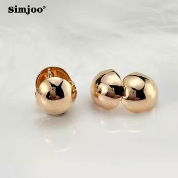 SIMJOO Глянцевые сферические серьги стильной текстуры