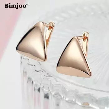 SIMJOO Индивидуальные маленькие серьги треугольные гладкие серьги цвета розового золота темпераментные
