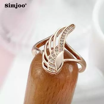 SIMJOO кольцо цвета розового золота с цирконом «Крыло ангела» для женщин 6