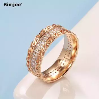 SIMJOO Кольцо из розового золота с цирконом для женщин, индивидуальное кольцо 7