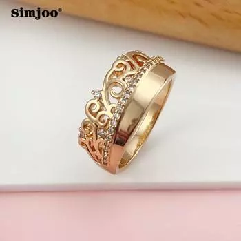 SIMJOO Кольцо из розового золота с цирконом, женское кольцо с дворцовым дизайном и короной 6
