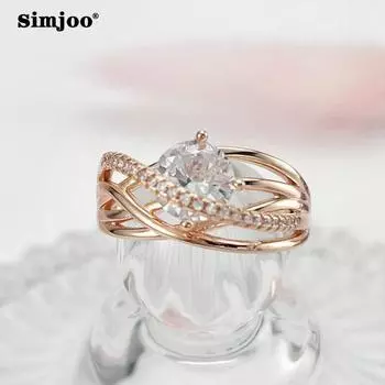 SIMJOO Кольцо с цирконом, женское многоуровневое кольцо с геометрической линией и крестом 6