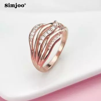 SIMJOO Кольцо с камнем из циркона для женщин, модное и креативное кольцо из розового золота 6