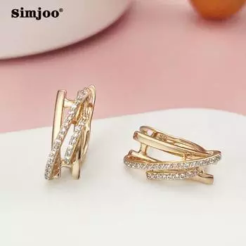 SIMJOO Красивые серьги с цирконом. Шикарные простые многоуровневые серьги неправильной формы для женщин.