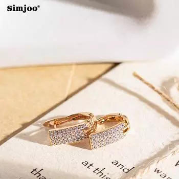 SIMJOO креативные персонализированные серьги с цирконом, модные квадратные украшения