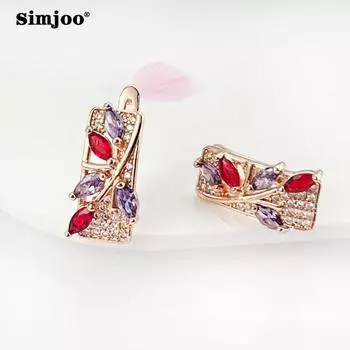 SIMJOO креативные серьги из розового золота, модные цветные серьги с цирконом для женщин
