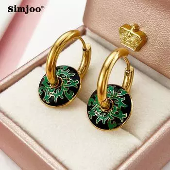 SIMJOO круглые серьги с глазурью в богемном стиле, легкие роскошные нишевые серьги в стиле ретро, модные темпераментные женские серьги