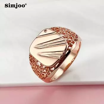 SIMJOO Квадратное женское кольцо с люверсами из розового золота, ювелирные изделия 6