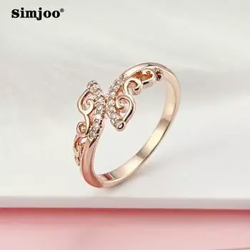 SIMJOO Модное индивидуальное кольцо с цирконом и бантом 6