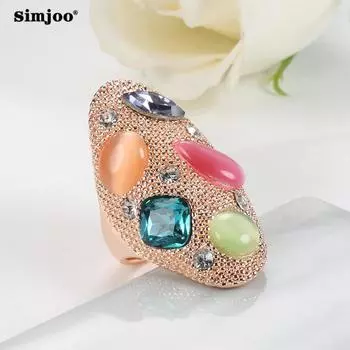 SIMJOO модное кольцо с цветным опалом, ювелирные изделия 7