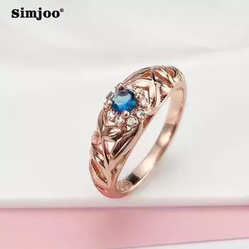 SIMJOO Модное кольцо с синим цирконом 6