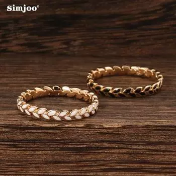SIMJOO модное простое ювелирное изделие с оливковой ветвью, женское кольцо из розового золота 6 белый