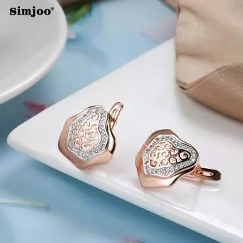 SIMJOO Модные двойные цветные серьги с геометрическим узором и цветком