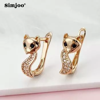 SIMJOO модные милые женские пряжки для ушей с кошкой, лисой и цирконием