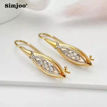 SIMJOO модные полые геометрические серьги с цирконом двух цветов