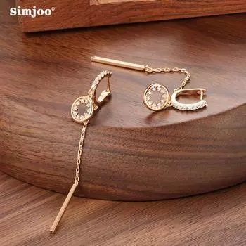 SIMJOO Модные популярные серьги с длинными бахромой из циркона