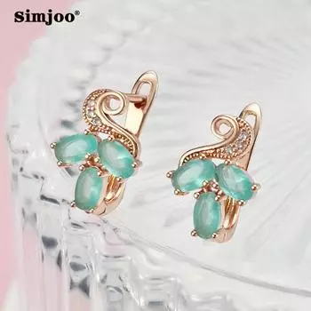 SIMJOO Модные серьги цвета розового золота и серьги с фруктово-зеленым цирконом