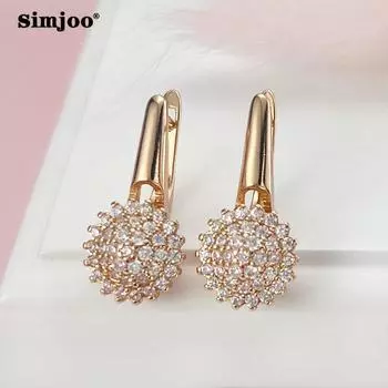 SIMJOO модные серьги цвета розового золота с цветочным цирконом и полостями с надписью