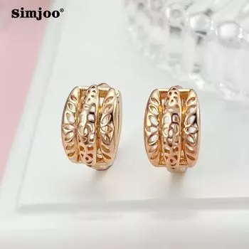 SIMJOO модные серьги цвета розового золота, простые индивидуальные полые серьги с цветком