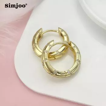 SIMJOO Модные серьги INS с цветным цирконом и серьгами геометрической формы белый