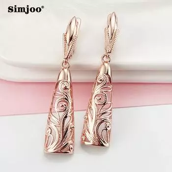 SIMJOO модные серьги из розового золота с винтажными подвесками с цветочным вырезом и вырезом