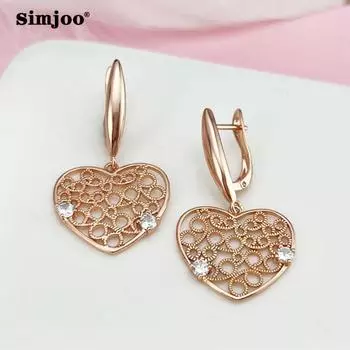 SIMJOO Модные серьги из розового золота с индивидуальным дизайном, маленькие круглые серьги с цирконом Love