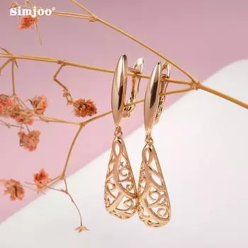 SIMJOO модные серьги из розового золота с винтажными подвесками с цветочным вырезом и вырезом