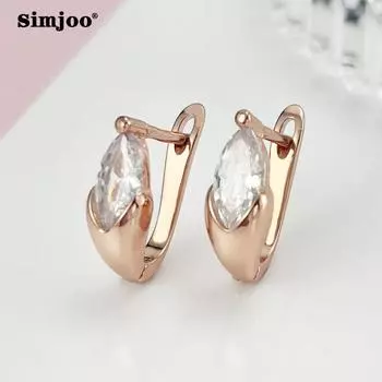 SIMJOO модные серьги розового золота с кубическим цирконием