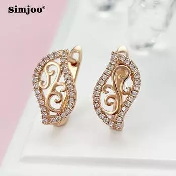 SIMJOO модные серьги с цирконием для женщин цвета розового золота с полыми кристаллами