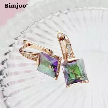 SIMJOO модные серьги с цирконом для женщин, креативные поп-розовые золотые серьги с полым резным цветком