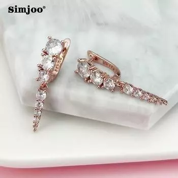 SIMJOO Модные женские серьги с цирконом с простым темпераментом и универсальные серьги с цирконом