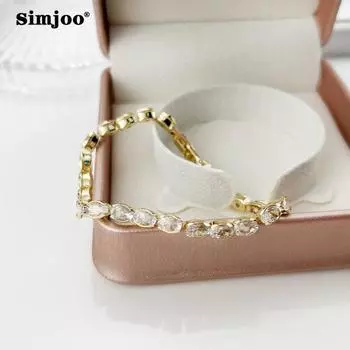 SIMJOO Модный браслет с геометрическим цирконом
