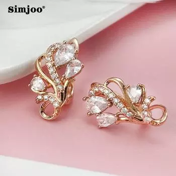 SIMJOO модный дизайн серьги с полым цветком и цирконом для женщин