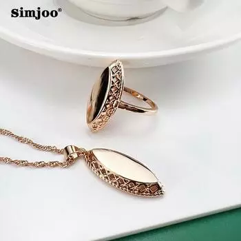 SIMJOO Набор колец с блестящими полыми ожерельями высокого класса 6