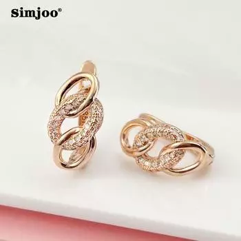 SIMJOO Нишевый дизайн Серьги с цирконом Модная цепочка с застежкой Персонализированные серьги