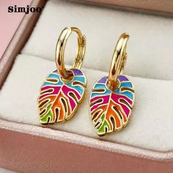 SIMJOO нишевый дизайн, свежие масляные серьги в стиле ретро с листьями и каплями