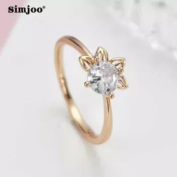 SIMJOO Новое модное простое кольцо с лепестками цвета розового золота для женщин 7