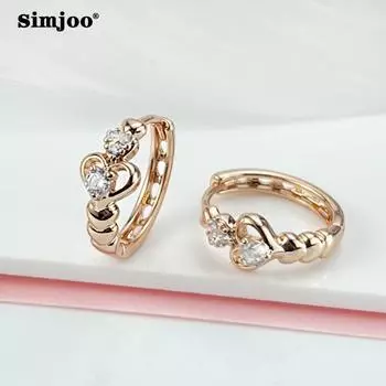 SIMJOO Новые модные серьги - простые стильные легкие серьги с цирконом в форме сердца