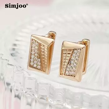 SIMJOO новые женские модные темпераментные серьги с двойным квадратным цирконом и цирконием