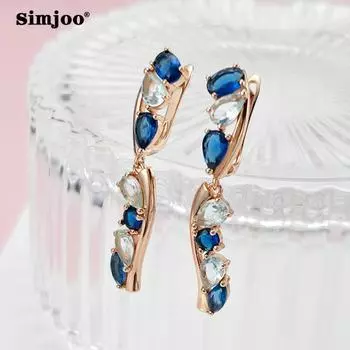 SIMJOO персонализированные серьги цвета розового золота, модные простые серьги с разноцветными цирконами и кисточками для женщин
