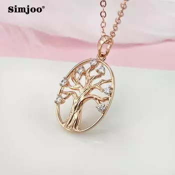 SIMJOO полое ожерелье в виде рождественской елки, женский кулон из розового золота, цепочка на ключицу