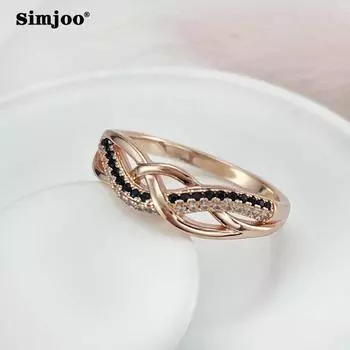 SIMJOO Pop Кольцо цвета розового золота Модное женское кольцо с цирконом в обертке 6