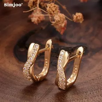 SIMJOO Популярные серьги с цирконием, модные серьги с бантом из розового золота для женщин