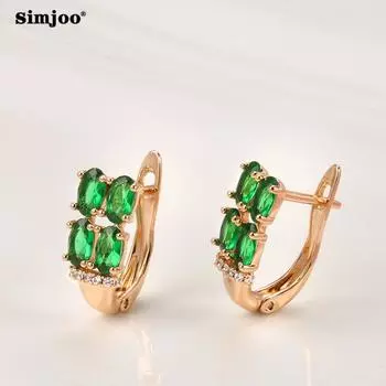 SIMJOO Простые и стильные серьги с цирконом Персонализированные овальные серьги с зеленым цирконом