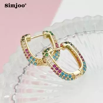 SIMJOO Простые креативные модные медные серьги с микроинкрустацией цирконом для женщин