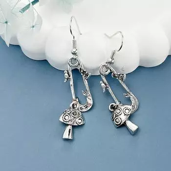 SIMJOO Простые серьги-грибы со скрепками для бумаг серебряный