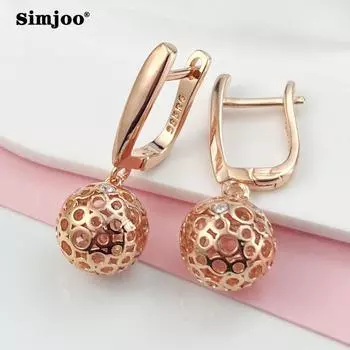 SIMJOO Простые серьги с цирконом, глазурованные шариковые серьги из розового золота 585 пробы, женские модные серьги