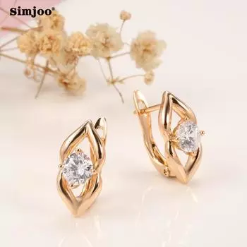SIMJOO Простые серьги с цирконом, модные серьги с цирконом из розового золота для вечеринок