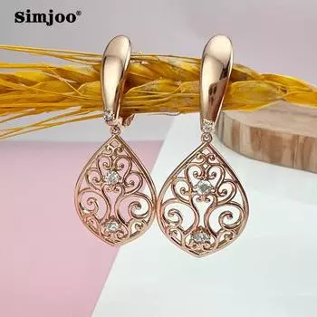 SIMJOO Простые серьги с цирконом, женские модные серьги с полым дизайном