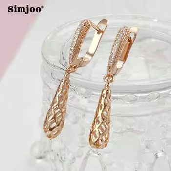SIMJOO Простые сетчатые серьги, женские модные серьги с длинным цирконом